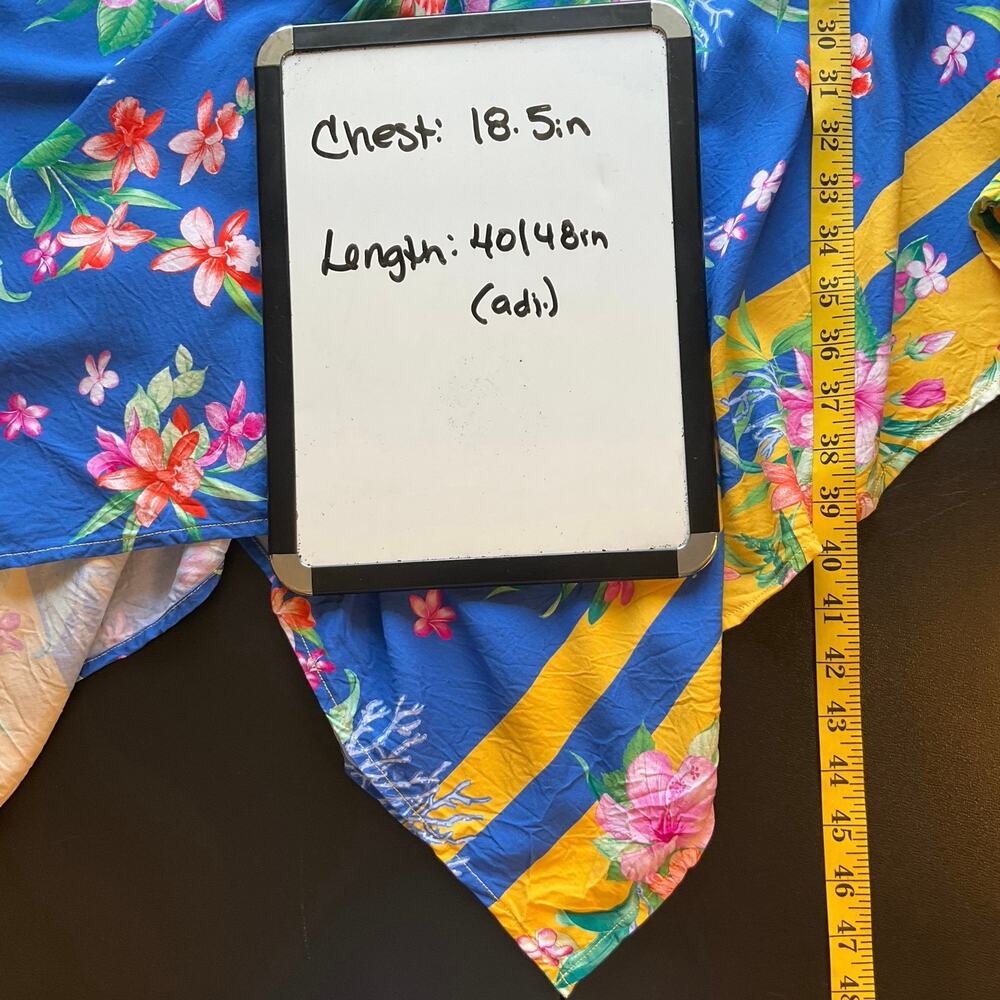 Tommy Bahama Tropical Floral Handkerchief Hem Midi Dress S/M Blue Yellow - Picture 9 of 9